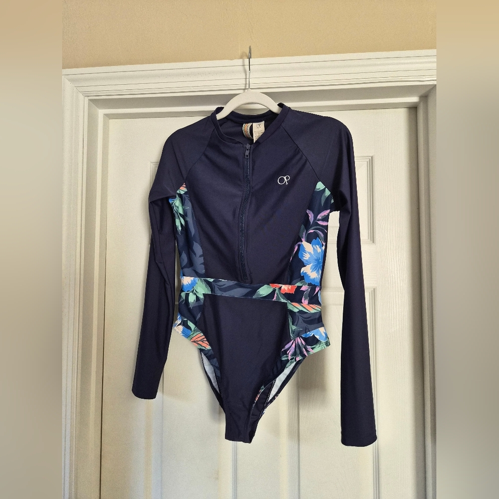 OP Ocean Pacific Navy Long Sleeve Swimsuit